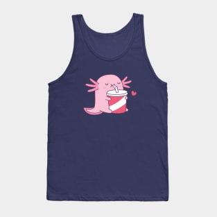 Cute Axolotl Loves Drinking Soda Tank Top